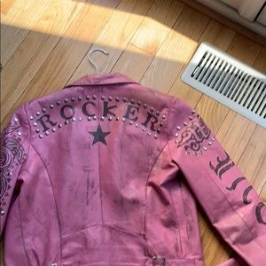 NWOT NEW ROCKER WILSON PINK LEATHER MOTO JACKET-L
